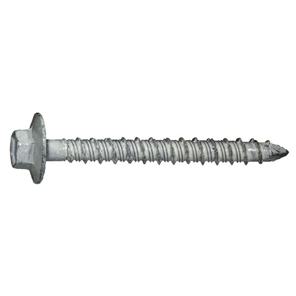 Tapcon Masonry Screw, 1/4" Dia., Hex, 2 1/4 in L, Steel White Ruspert, 100 PK